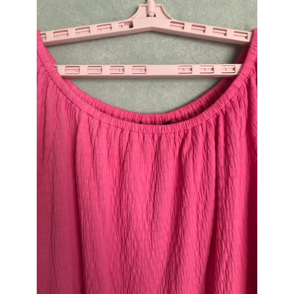 Tommy Hilfiger Textured Top 3/4 Puff Sleeve Pink Women's 3XL NEW - Picture 2 of 7